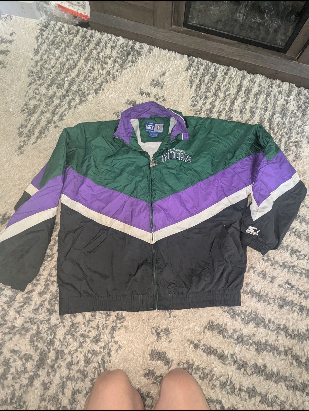 Milwaukee Bucks Vintage Colorblock Starter Windbreaker Jcket  Green Purple/Black